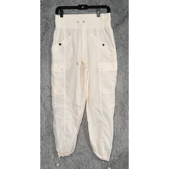 ATHLETA x ALICIA KEYS Pants - ATHLETA x ALICIA KEYS Cream High Waisted Smocked Cargo Jogger Pants Size 6